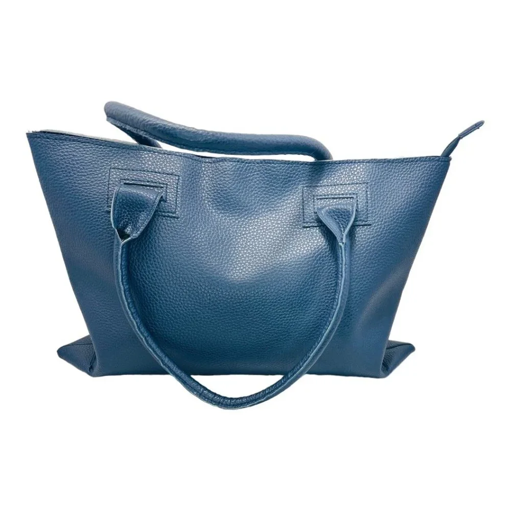 MSC Faux Leather Bucket/Tote Top Handle Bag With Polk Dot Interior - Picture 7 of 14